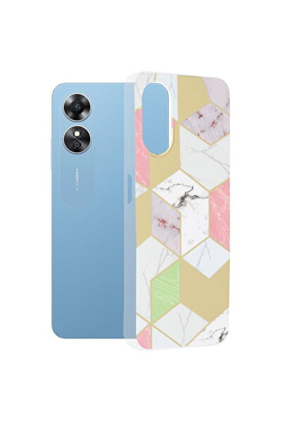 Techsuit Husa pentru Oppo A17 - Marble Series - Purple Hex