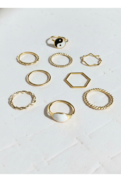 Ervalina مجموعة من 10 خواتم مينا وخواتم مفصلية