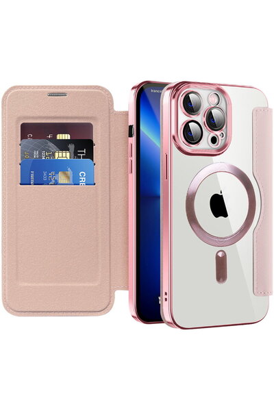 Techsuit Husă pentru iPhone 13 Pro - SmartMag Book Case - Roz