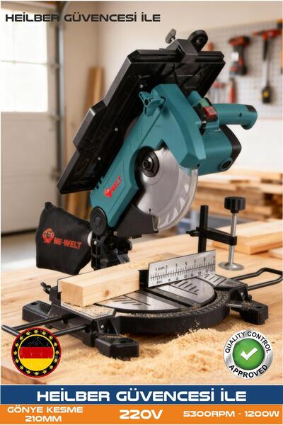 BÖHRER ELEKTRİKLİ ÜSTTEN VE ALTTAN TABLALI 210MM GÖNYE AHŞAP KESME MAKİNESİ -...