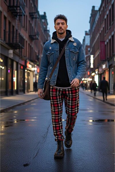 HAVVA HOME Erkek Kadın (Unisex) Ekose Desenli Kareli Polar Pantolon Çift Komb...