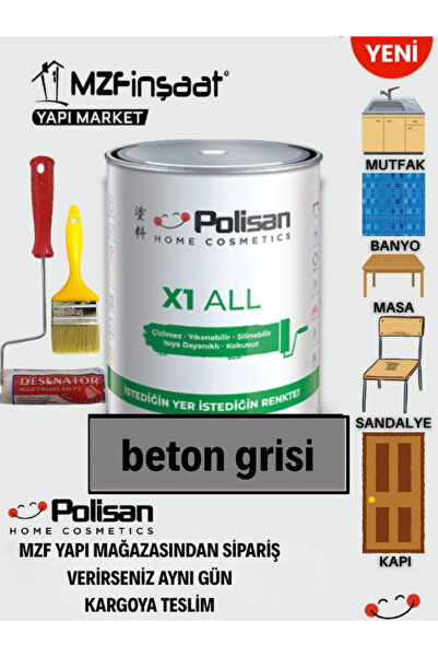 Polisan X1 All Yeni Nesil Dönüşüm Boyası 0.75 lt + 10 cm Mini Rulo + Kestirme...