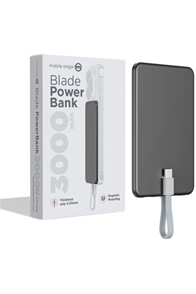 Mobile Origin Blade 3000 mAh, MagSafe Compatible, LED, USB-C Cable 40cm, Gray