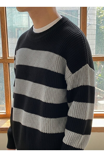BUWOM Men's Plain Btk Knitted Oversized Knitwear Sweater