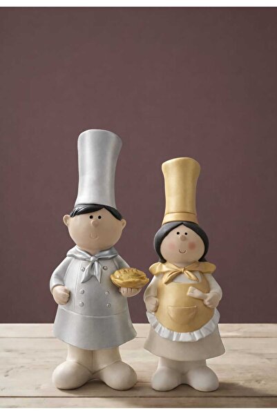 Decolyra Aşçı Çift Biblo Dekoratif Hediyelik 17x7cm