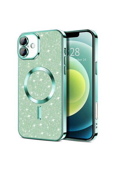 Techsuit Θήκη για iPhone 16 Plus - Πολυτελής Glitter MagSafe - Ανοιχτό Πράσινο