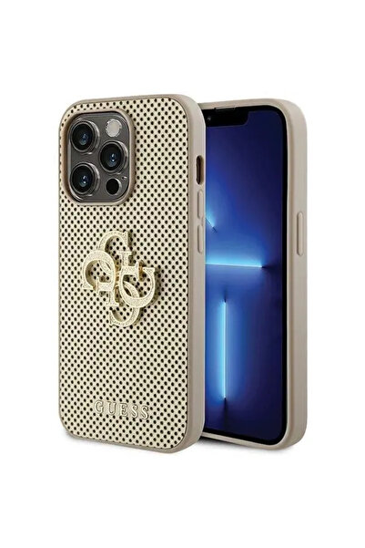 Guess Διάτρητο λογότυπο 4G Glitter στο iPhone 15 Pro Max – auriu