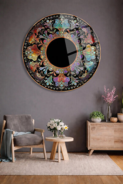 TAULART Colorful Mandala Patterned Round Real Unbreakable Glass Table Ultra V...