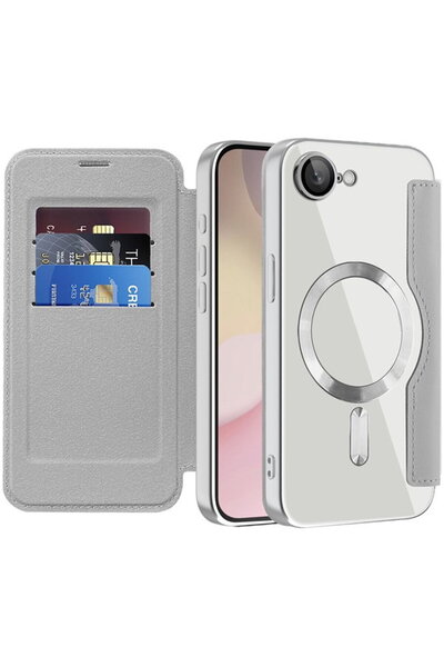 Techsuit iPhone 16e Case - SmartMag Book Case - Gray
