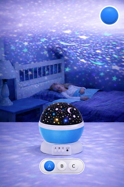 TeknoEser Yıldızlı Gökyüzü Projektörü | 360° Döner | Çocuk & Bebek Odası Gece...