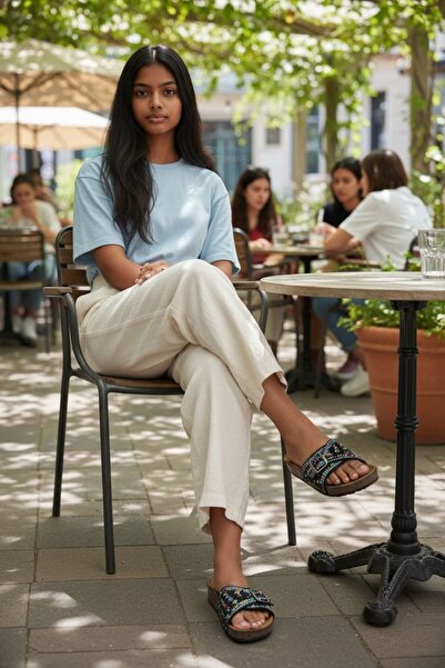 Daye Women's Stone Beaded Orthopedic Sole Soft Slippers