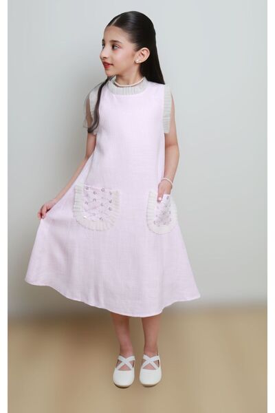 gmax Girls' dress with ruffles and pockets