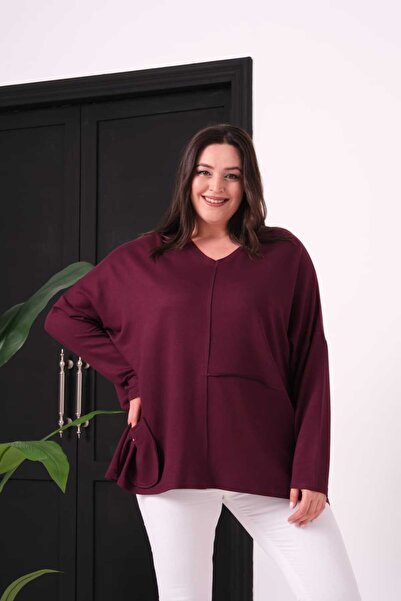 Esina Hanorac oversize, cu decolteu în V, din țesătură de cristal