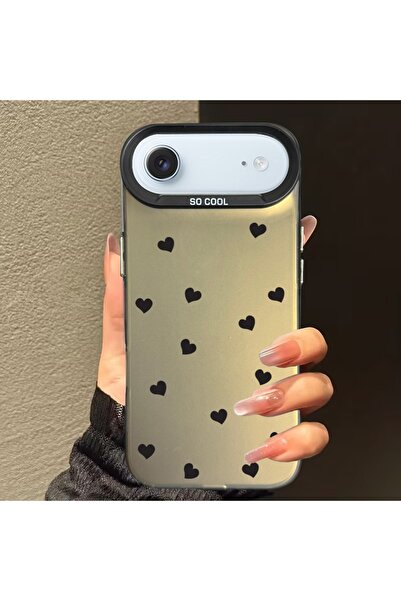 Caseji حافظة هاتف مطبوعة بنمط القلوب السوداء غير قابلة للاتساخ متوافقة مع آيف...