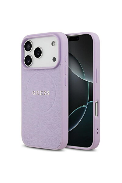 Guess Husă pentru iPhone 17 Pro - Cu textură granulată, inel auriu MagSafe (G...