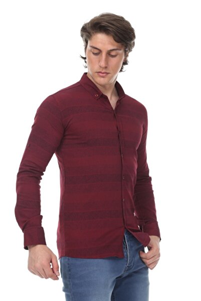 buğrahayalin Men's Casual Full Stretch Fabric Patterned Shirt