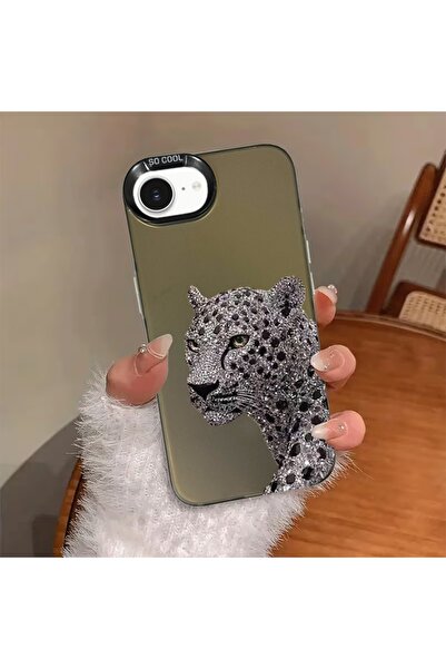 Caseji غطاء هاتف بنمط طباعة النمر الفضي المقاوم للاتساخ متوافق مع آيفون 16E M...