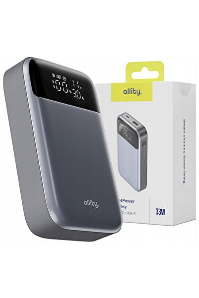 allity APB-200, 10000 mAh, 1x USB, 1x USB-C, 33 W, Silver
