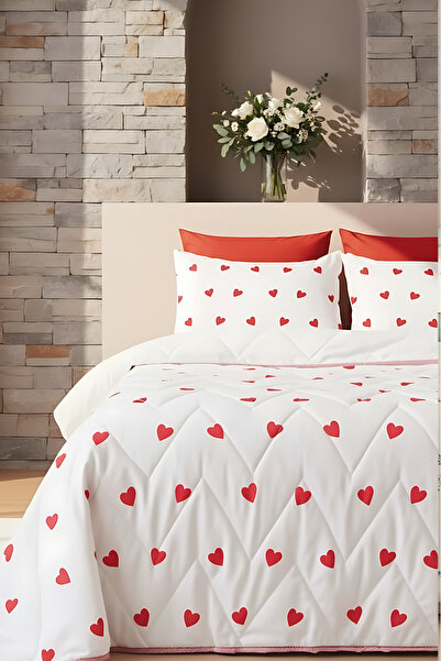 Rivaİstanbul Red Heart Double Cotton Quilted Pique & Bedspread