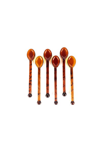 Mikasa Moor Set of 6 Black Amber Glass Teaspoons