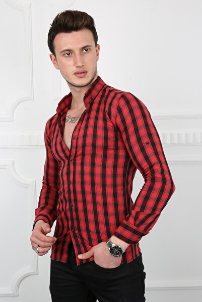 buğrahayalin Men's Casual Small Checkered Shirt