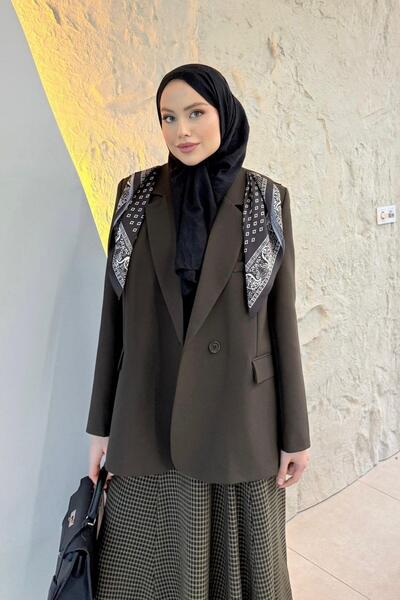 Hazamoda Jachetă masculină cu eșarfă maro