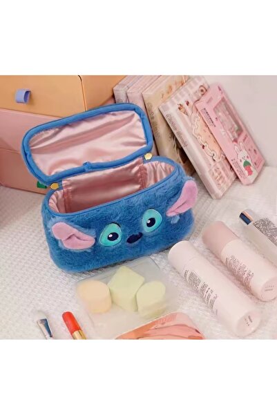 Meyra Accessories stitch peluş el çantası makyaj çantası çift yönlü fermuarlı sevimli kaliteli özel seri