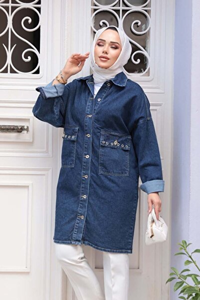 N.S NEVA STYLE Buttoned Hijab Denim Jacket 20411L