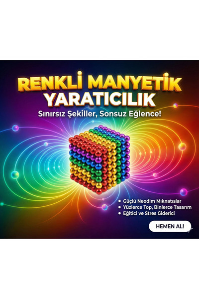 ErCorp Sihirli Manyetik Toplar Dyum Mıknatıs Küp Bilye 216 Adet Cube Küp Dymium