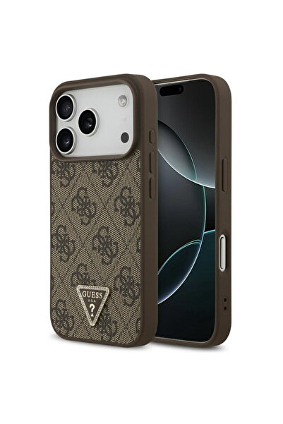 Guess Case for iPhone 17 Pro - Leather 4G Triangle Strass MagSafe (GUHMP17LP4...