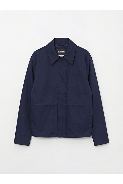 LC Waikiki Palton pentru fetiță, albastru bleumarin, cu detaliu brodat, cu gu...