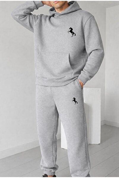 FUFLUNS طقم بدلة رياضية للجنسين مطبوع عليه FIGUR AT K بغطاء رأس مقاس كبير للر...