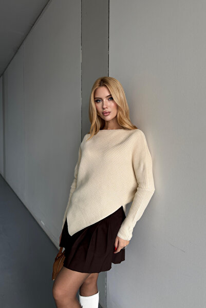 Angel Mia Düşük Omuz Kazak Bej