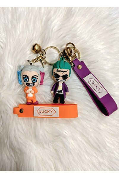 hesperides Harley Quinn ve Joker Figürlü Lucky Kordonlu İkili Anahtarlık Seti