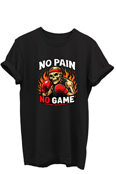 onsrawear Gym Athlete Boxing No Pain No Game Printed Unisex Basic T-Shirt