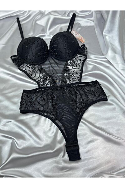 Siyah Transparan Fantezi Bodysuit