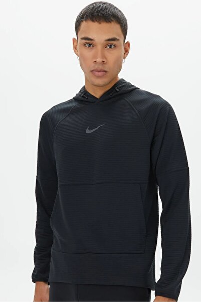 Nike Pro Dri Fit Fleece Pullover Hoodie Erkek Kapüşonlu Sweatshirt Siyah