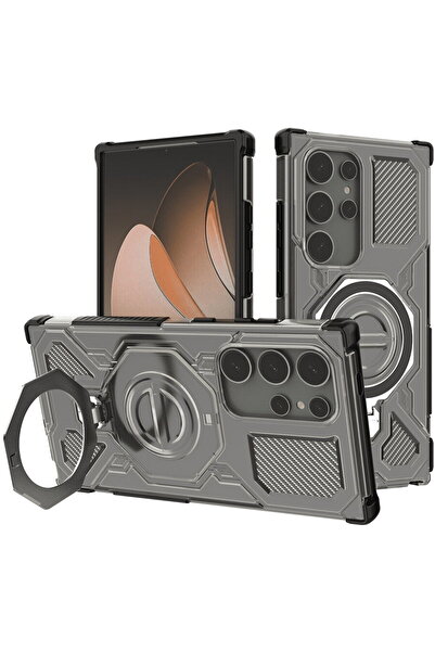 Techsuit Case for Samsung Galaxy S24 Ultra - Carbon Shield PRO - Smoke Black