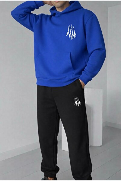 FUFLUNS طقم بدلة رياضية للجنسين مطبوع عليه مخلب للرجال/النساء بغطاء رأس مقاس ...