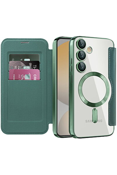 Techsuit Case for Samsung Galaxy S24 FE - SmartMag Book Case - Green