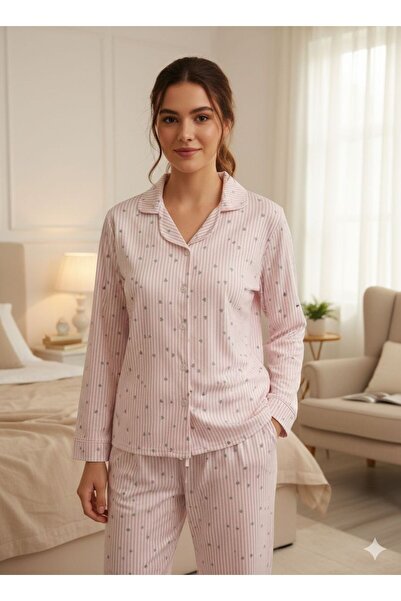 Silona Homewear Striped Gömlek Yaka Düğmeli Pijama Takımı