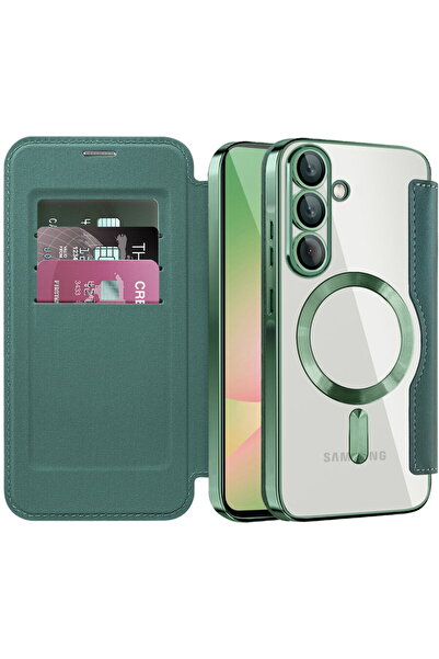 Techsuit Case for Samsung Galaxy A56 5G - SmartMag Book Case - Green