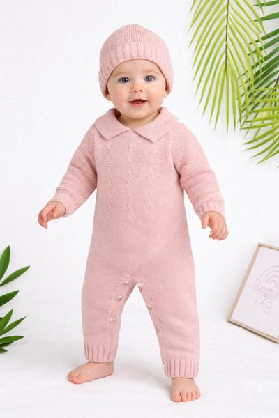 Nehad Bebe Baby Knitwear Jumpsuit Winter Soft Textured Buttoned Baby Boy Jump...
