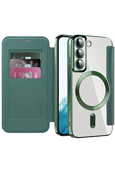 Techsuit Husa pentru Samsung Galaxy S22 5G - SmartMag Book Case - Green