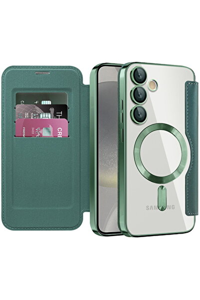 Techsuit Case for Samsung Galaxy S24 Plus - SmartMag Book Case - Green