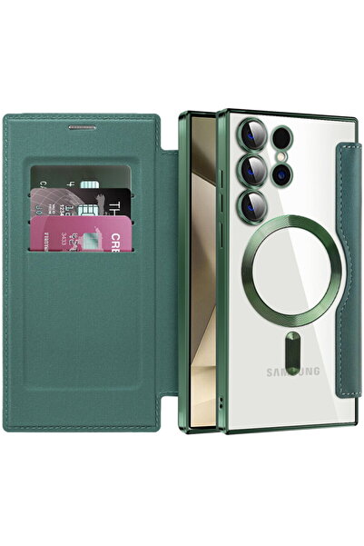 Techsuit Case for Samsung Galaxy S24 Ultra - SmartMag Book Case - Green