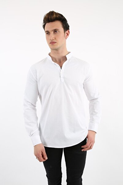 buğrahayalin Men's Casual Stretch Fabric Judge Collar Shirt