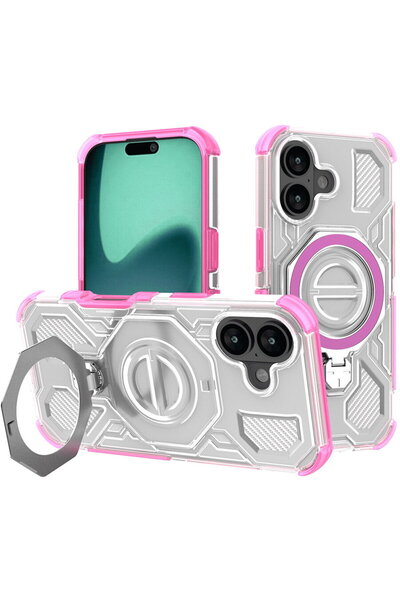 Techsuit Husă pentru iPhone 16 - Carbon Shield PRO - Roz Transparent