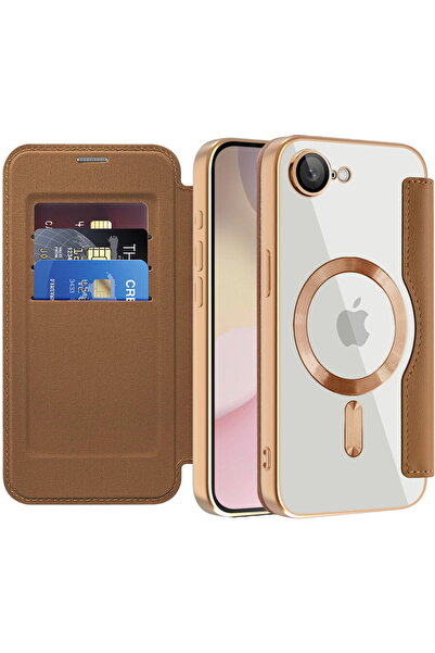 Techsuit Husa pentru iPhone 16e - SmartMag Book Case - Brown