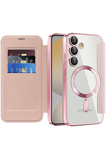 Techsuit Case for Samsung Galaxy S24 FE - SmartMag Book Case - Pink